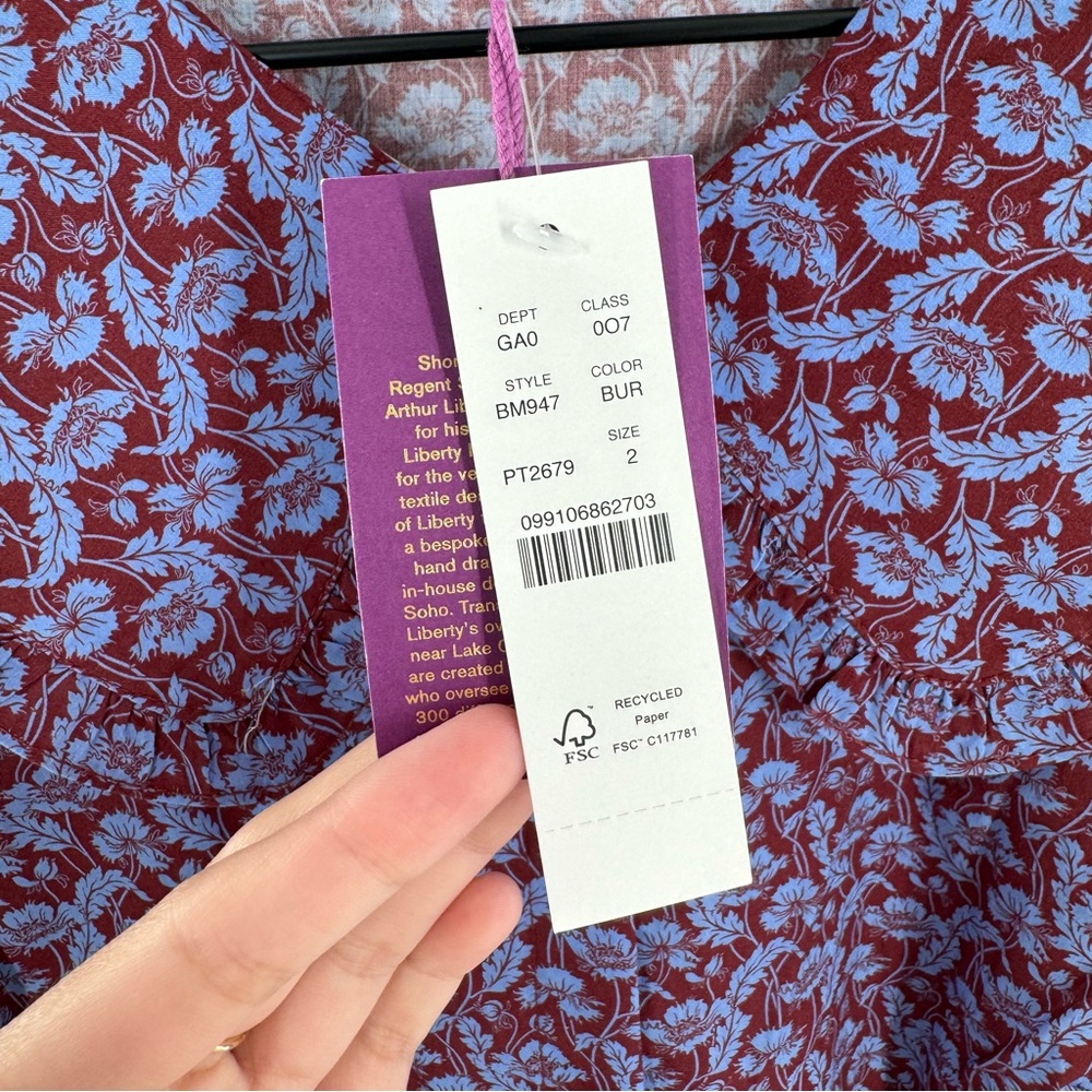 New! J. Crew Ruffle-collar Button-up Shirt in Liberty Toutouayette Fabric Size 2 - Picture 6 of 11